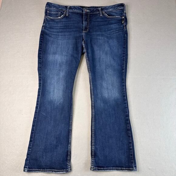 Silver Jeans Co Sukl Slim Boot Jeans WMN US22 High Rise Medium Wash Cotton Blend - Picture 1 of 6